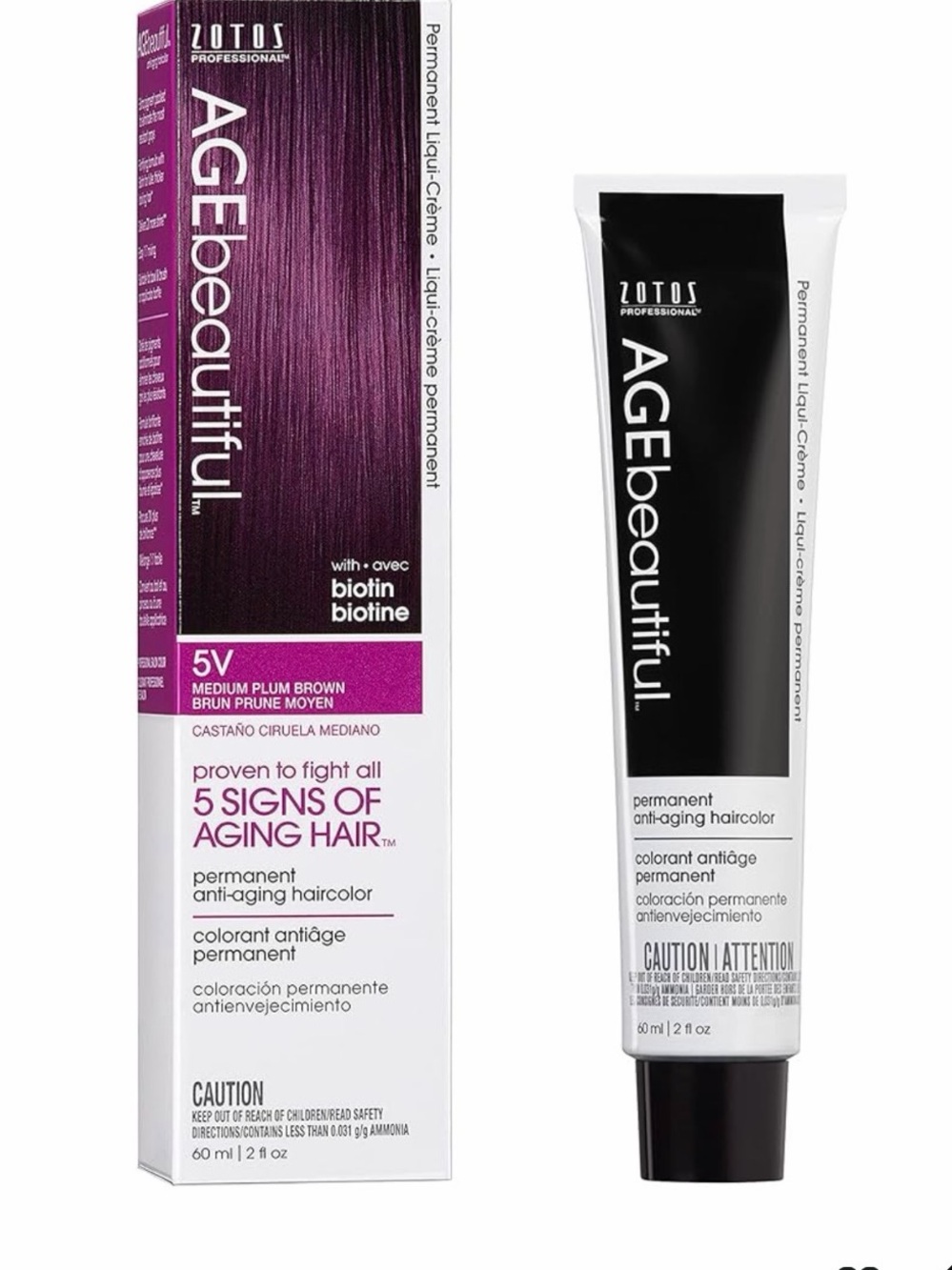 AGEbeautiful Permanent Hair Color - 5V Medium Plum Brown new